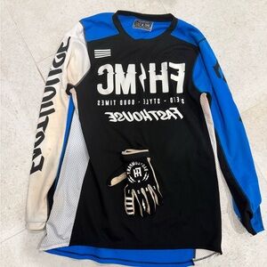 Fasthouse Black and Blue Long Sleeve Jersey with Gloves